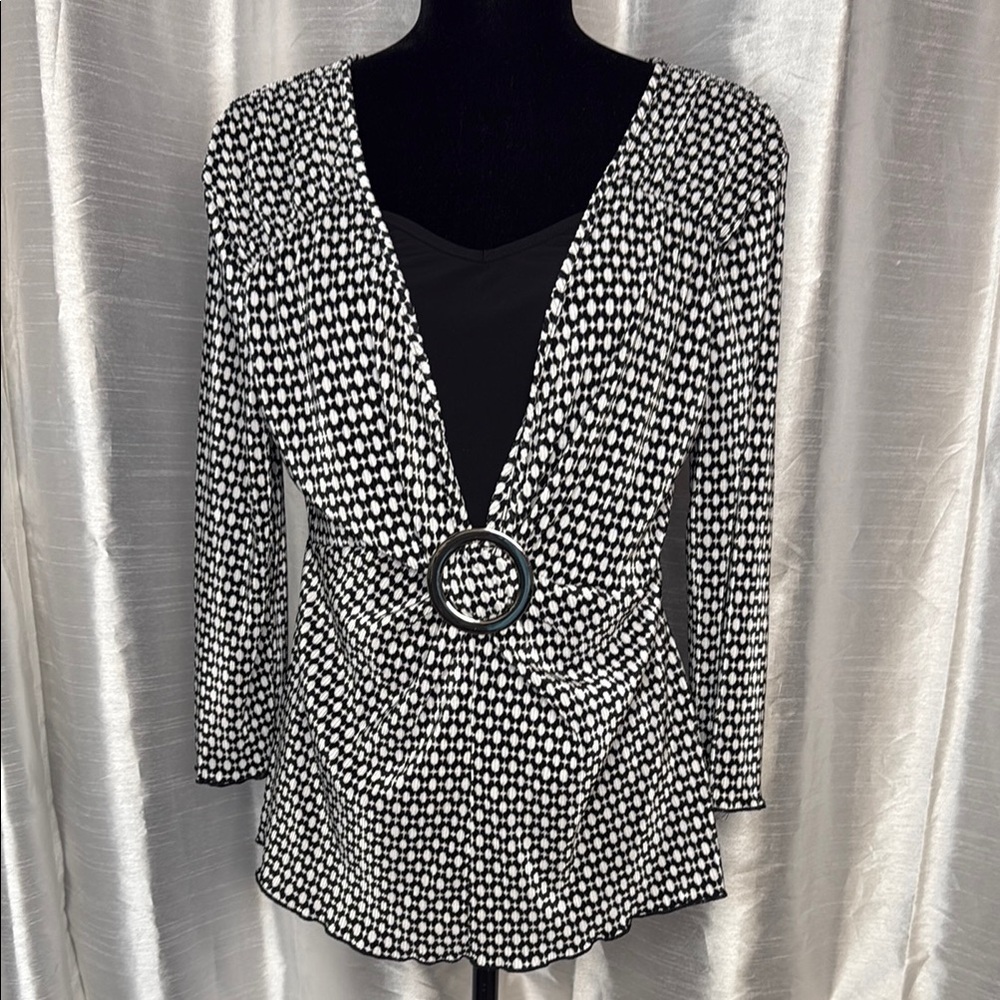 Covington Women’s Large 3/4 Sleeve Stretch Crinkle Cami Blouse